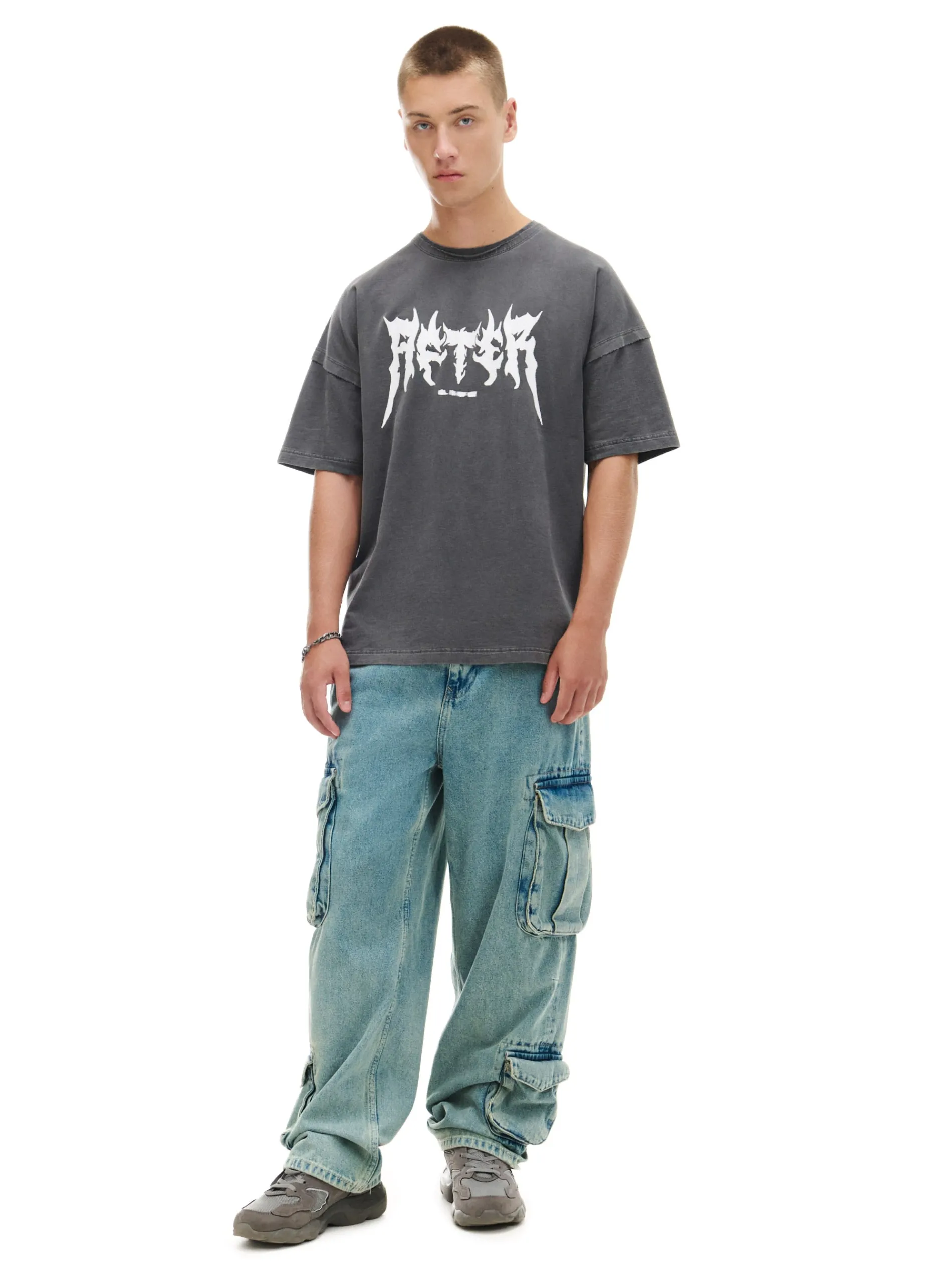 Cropp Koszulki*Czarna koszulka z efektem sprania