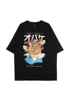 Cropp Koszulki*Czarna koszulka z food printem