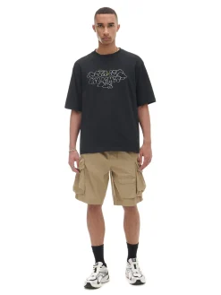 Cropp Koszulki*Czarna koszulka z haftem i sloganem