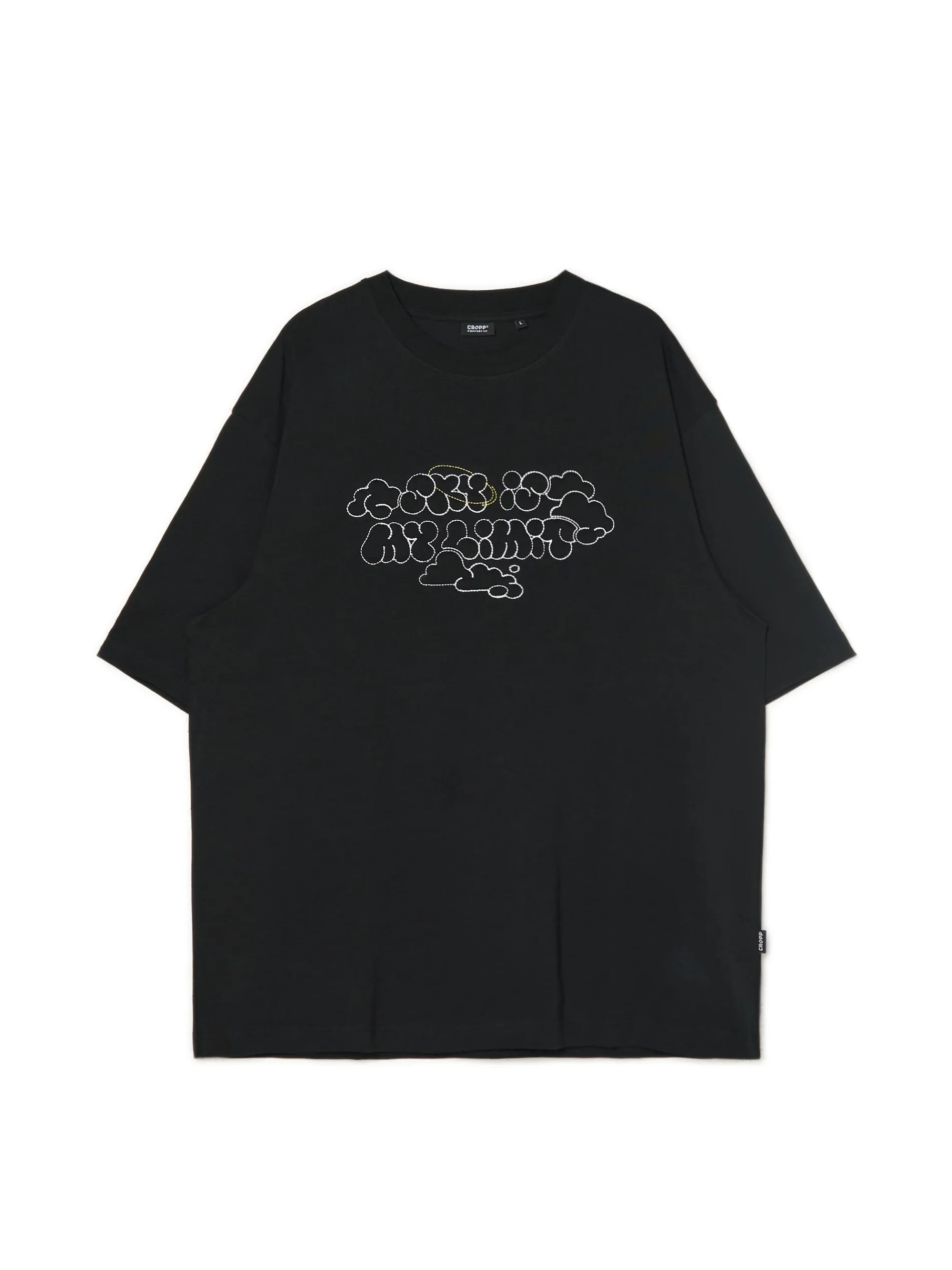 Cropp Koszulki*Czarna koszulka z haftem i sloganem