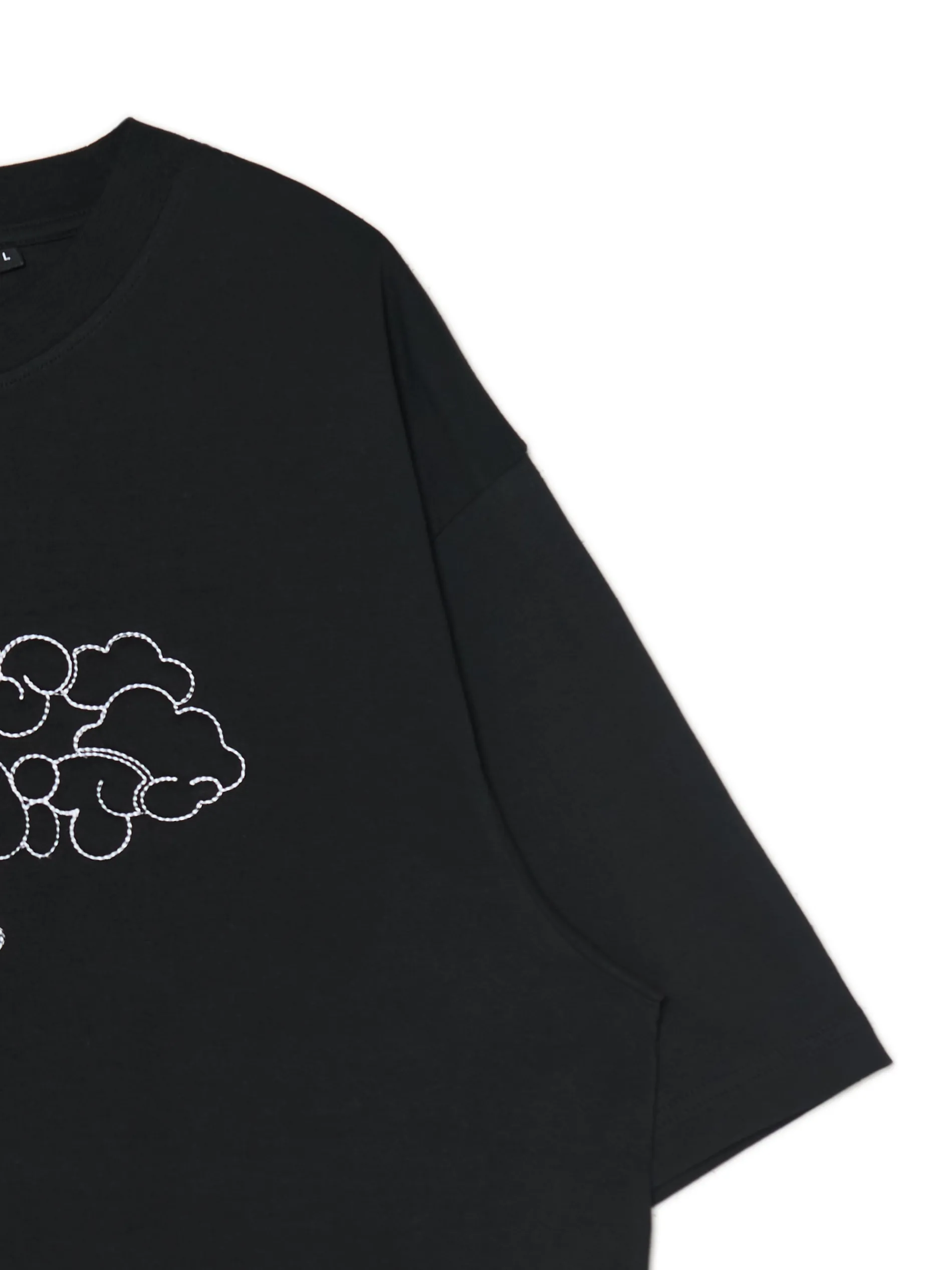 Cropp Koszulki*Czarna koszulka z haftem i sloganem