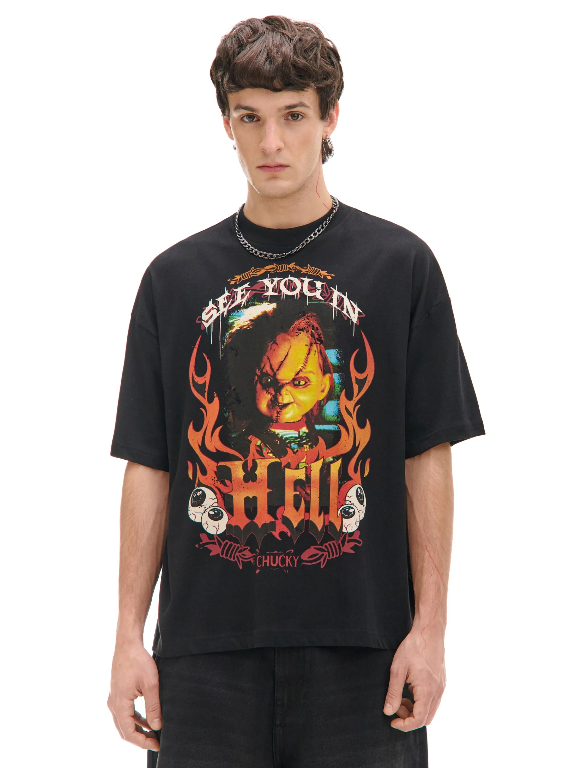 Cropp Koszulki*Czarna koszulka z Laleczką Chucky