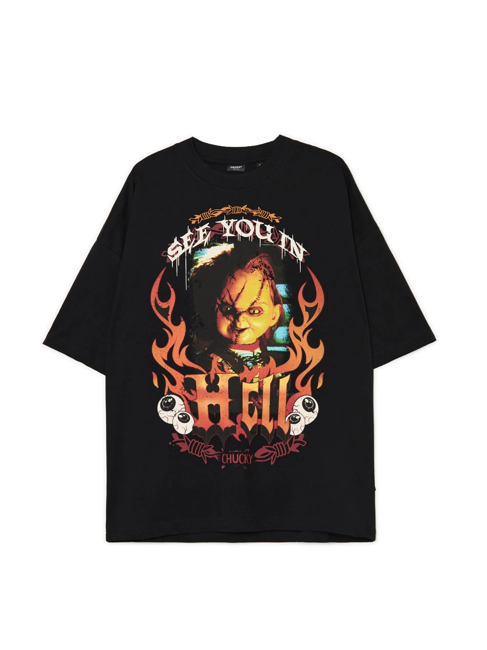 Cropp Koszulki*Czarna koszulka z Laleczką Chucky