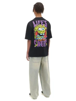 Cropp Koszulki*Czarna koszulka z motywem SpongeBoba