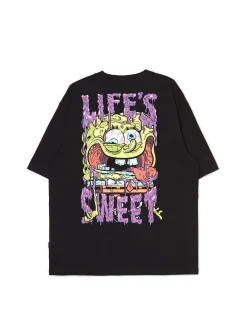 Cropp Koszulki*Czarna koszulka z motywem SpongeBoba