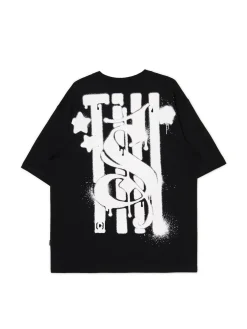 Cropp Koszulki*Czarna koszulka z nadrukiem po obu stronach