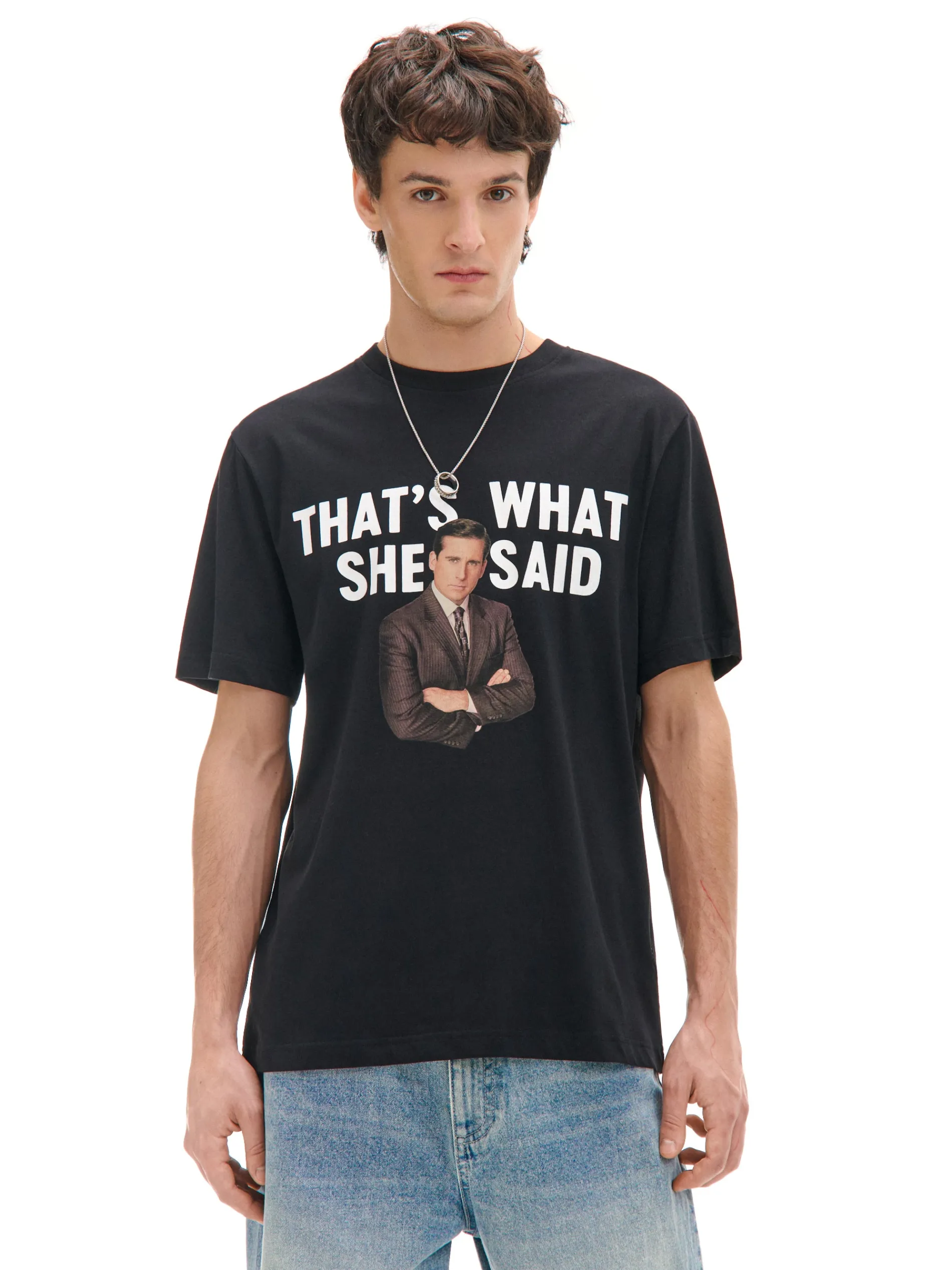 Cropp Koszulki*Czarna koszulka z nadrukiem The Office