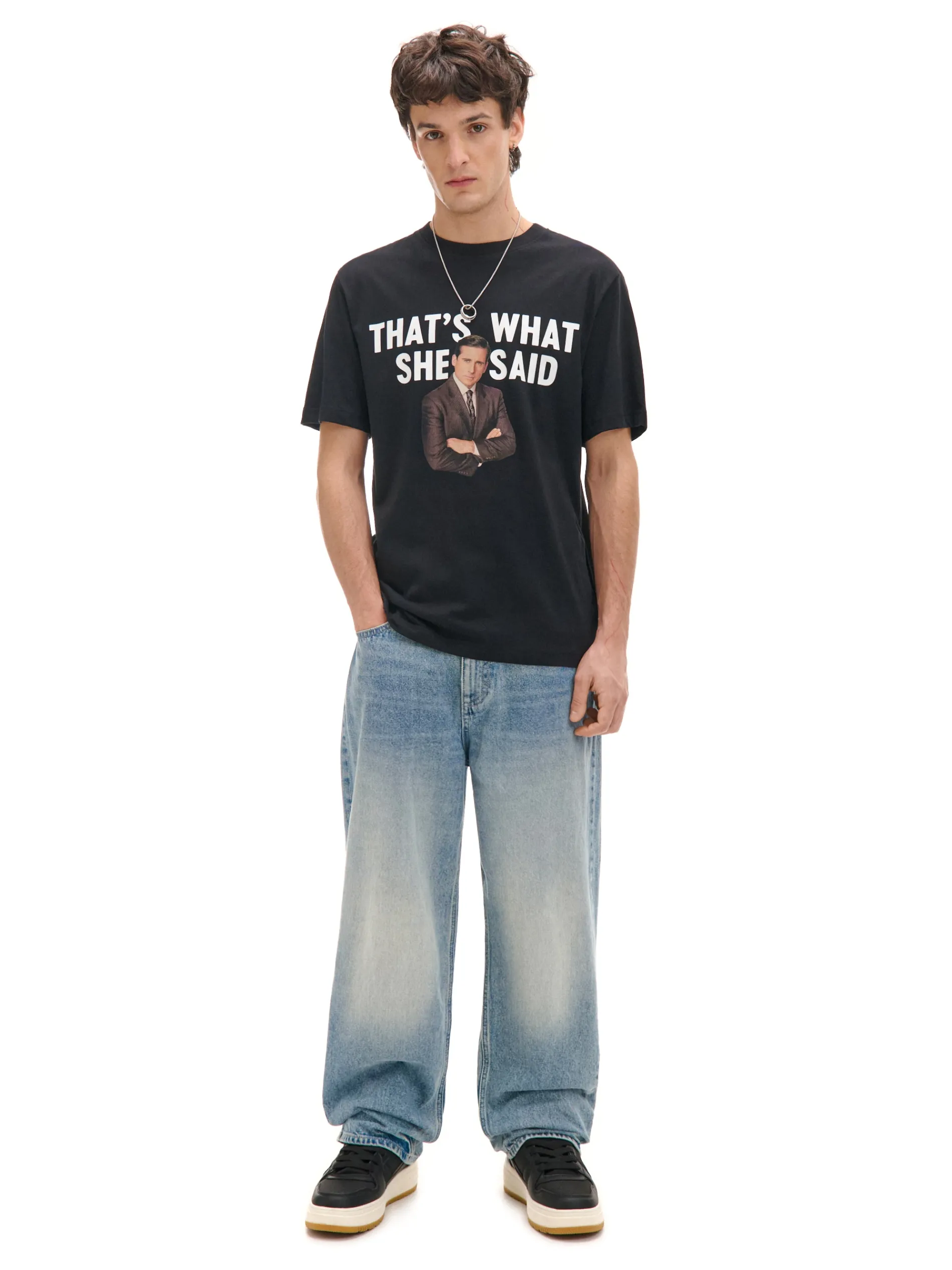 Cropp Koszulki*Czarna koszulka z nadrukiem The Office