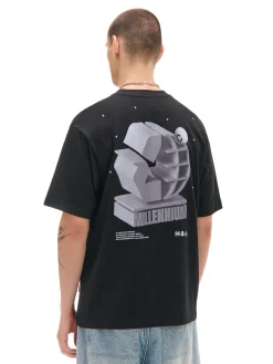 Cropp Koszulki*Czarna koszulka z nadrukiem