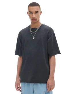 Cropp Koszulki*Czarna koszulka z surowym wykończeniem