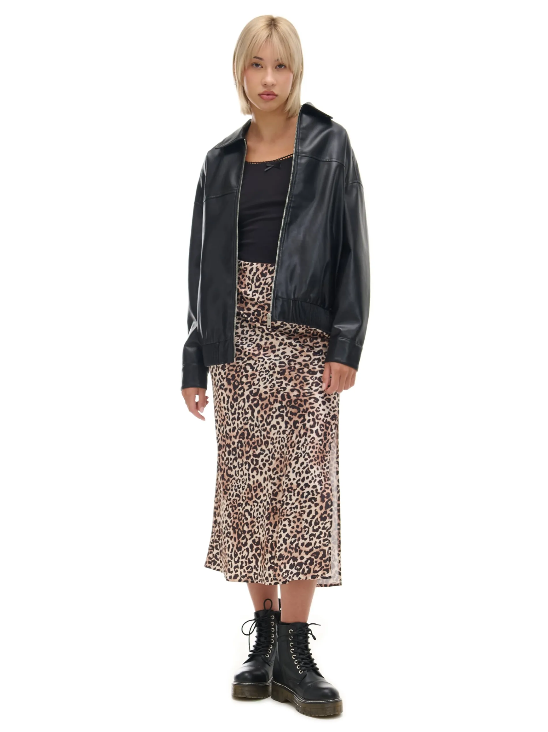 Cropp Kurtki, Płaszcze*Czarna kurtka bomber ze sztucznej skóry