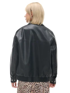 Cropp Kurtki, Płaszcze*Czarna kurtka bomber ze sztucznej skóry