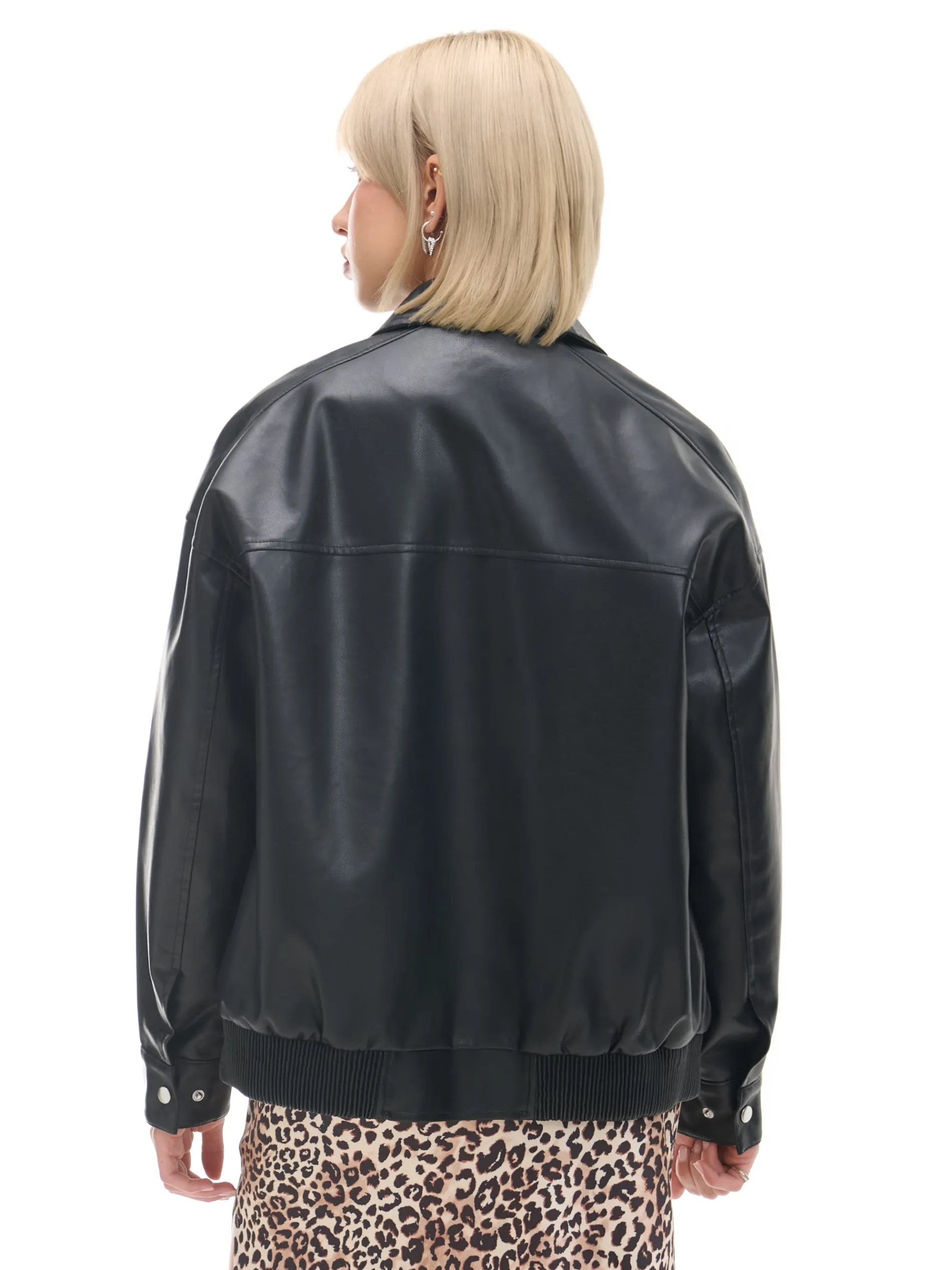 Cropp Kurtki, Płaszcze*Czarna kurtka bomber ze sztucznej skóry