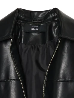 Cropp Kurtki, Płaszcze*Czarna kurtka bomber ze sztucznej skóry
