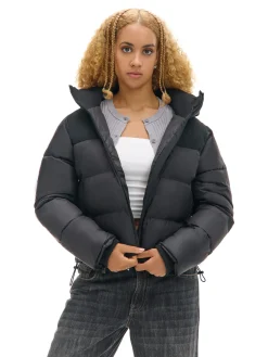 Cropp Kurtki, Płaszcze*Czarna kurtka puffer z gładkim karczkiem