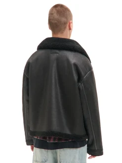 Cropp Kurtki Zimowe|Kurtki, Płaszcze*Czarna kurtka sherpa z imitacji skóry