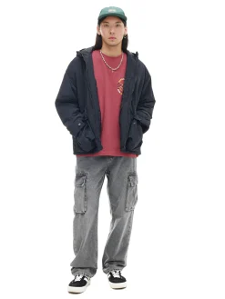 Cropp Kurtki Zimowe|Kurtki, Płaszcze*Czarna kurtka z kapturem