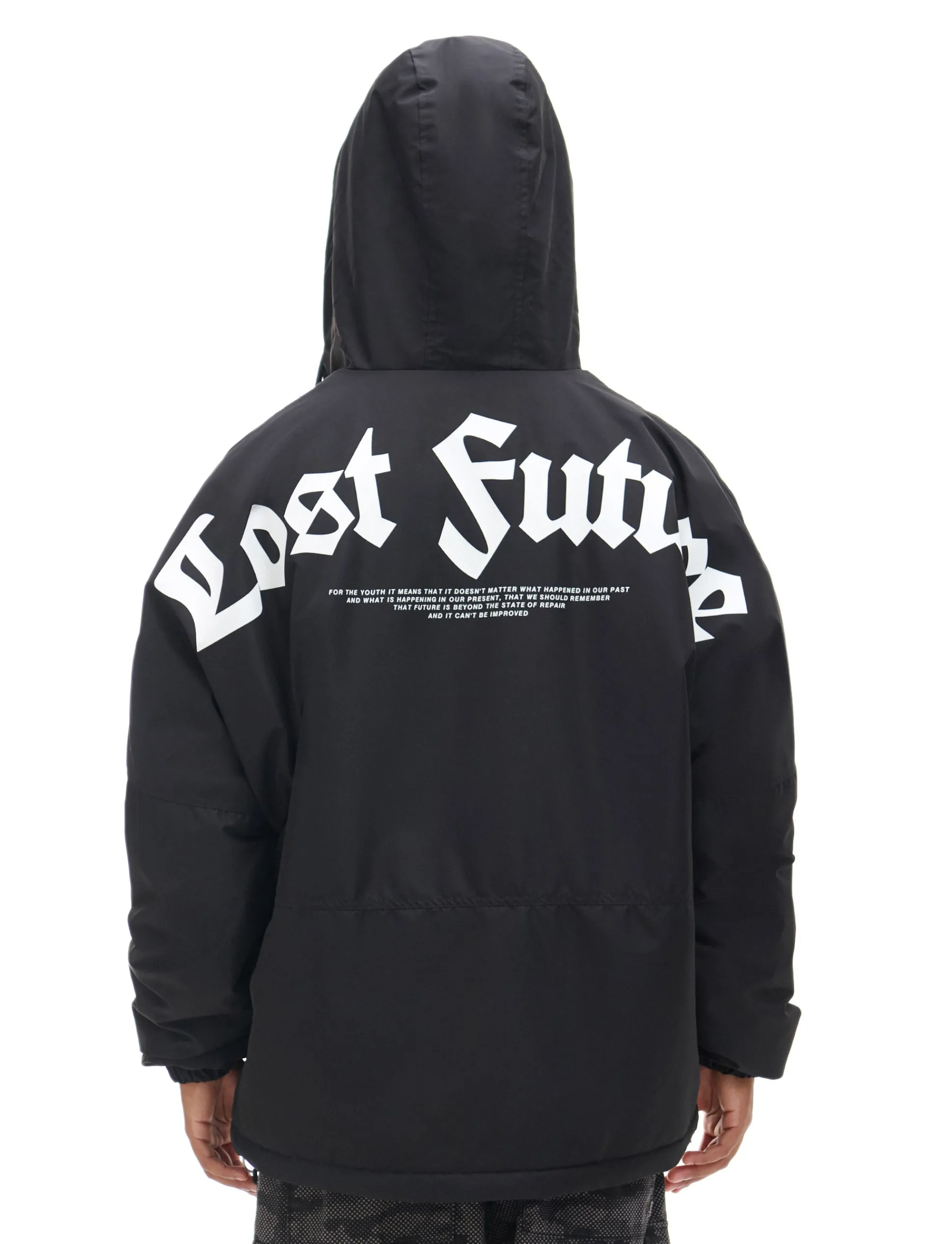 Cropp Kurtki, Płaszcze*Czarna kurtka z kapturem i nadrukiem