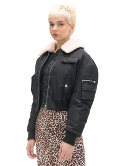 Cropp Kożuszki, Futerka*Czarna kurtka z odpinanym kołnierzem