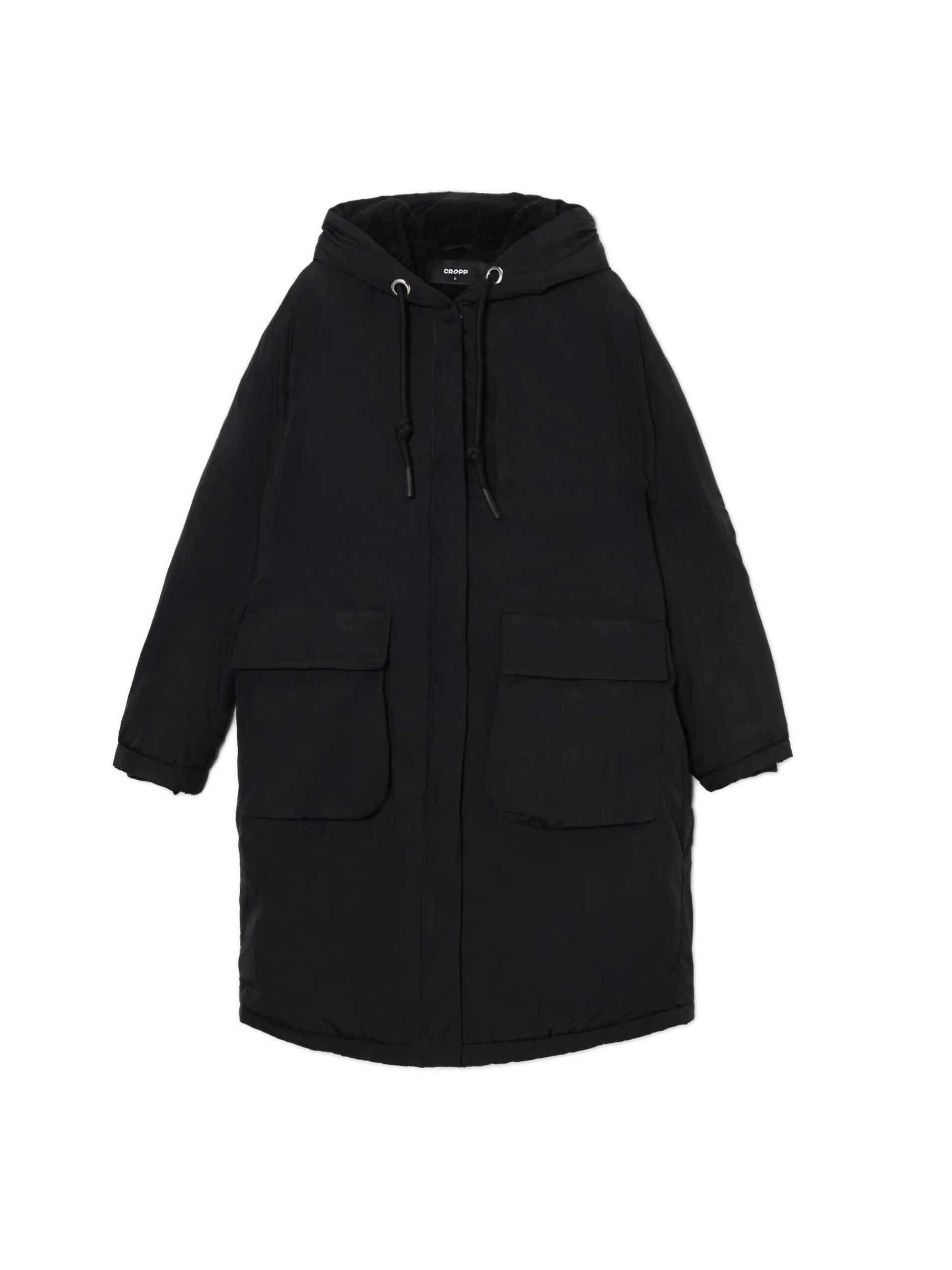 Cropp Kurtki, Płaszcze|Kożuszki, Futerka*Czarna parka z kapturem
