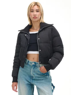 Cropp Kurtki, Płaszcze*Czarna pikowana kurtka bomber