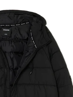 Cropp Kurtki Zimowe|Kurtki, Płaszcze*Czarna pikowana kurtka z kapturem