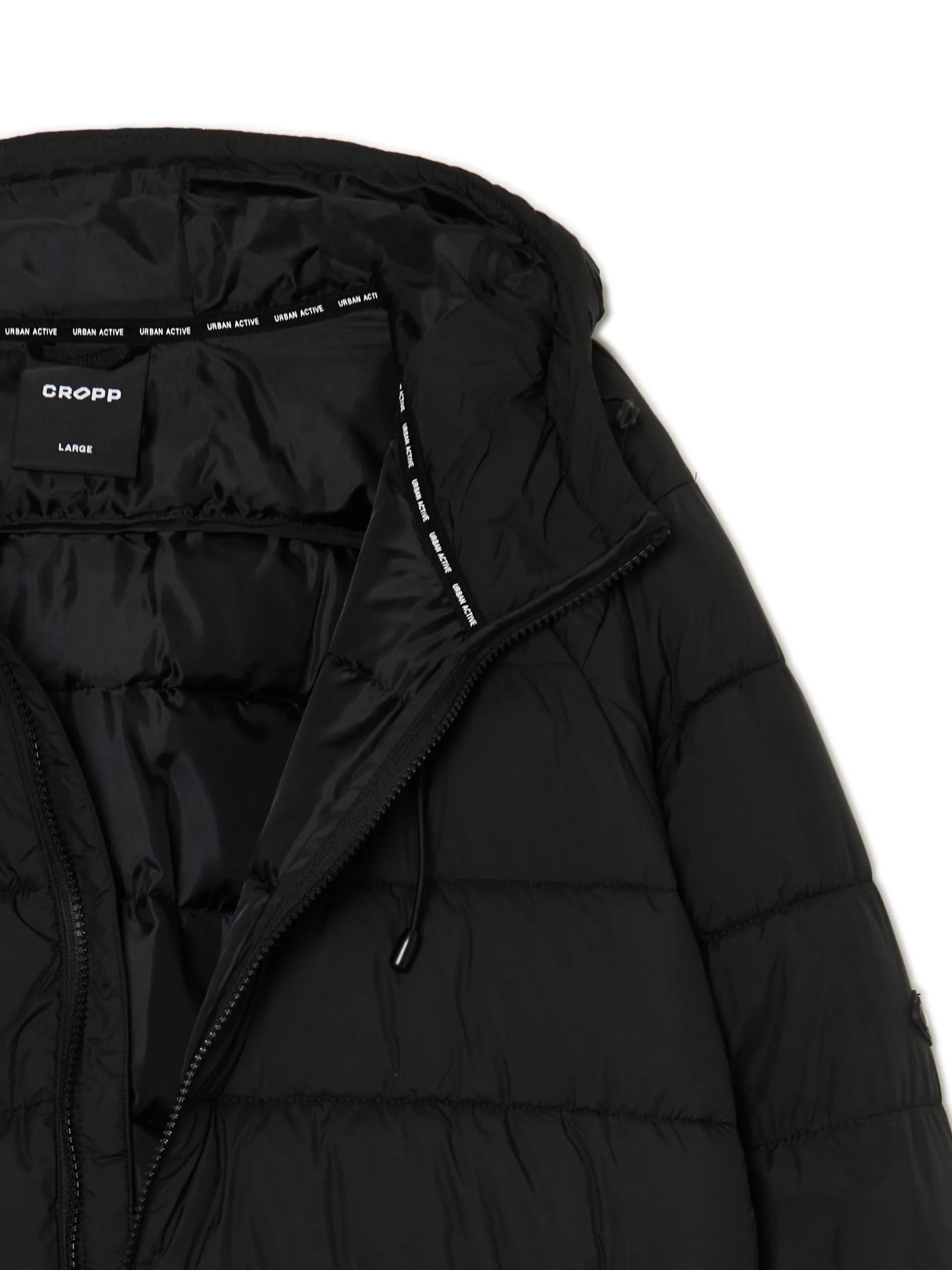 Cropp Kurtki Zimowe|Kurtki, Płaszcze*Czarna pikowana kurtka z kapturem