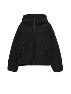 Cropp Kurtki, Płaszcze*Czarna pikowana kurtka z kapturem