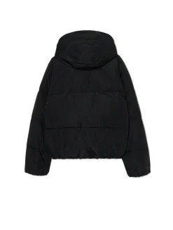 Cropp Kurtki, Płaszcze*Czarna pikowana kurtka z kapturem