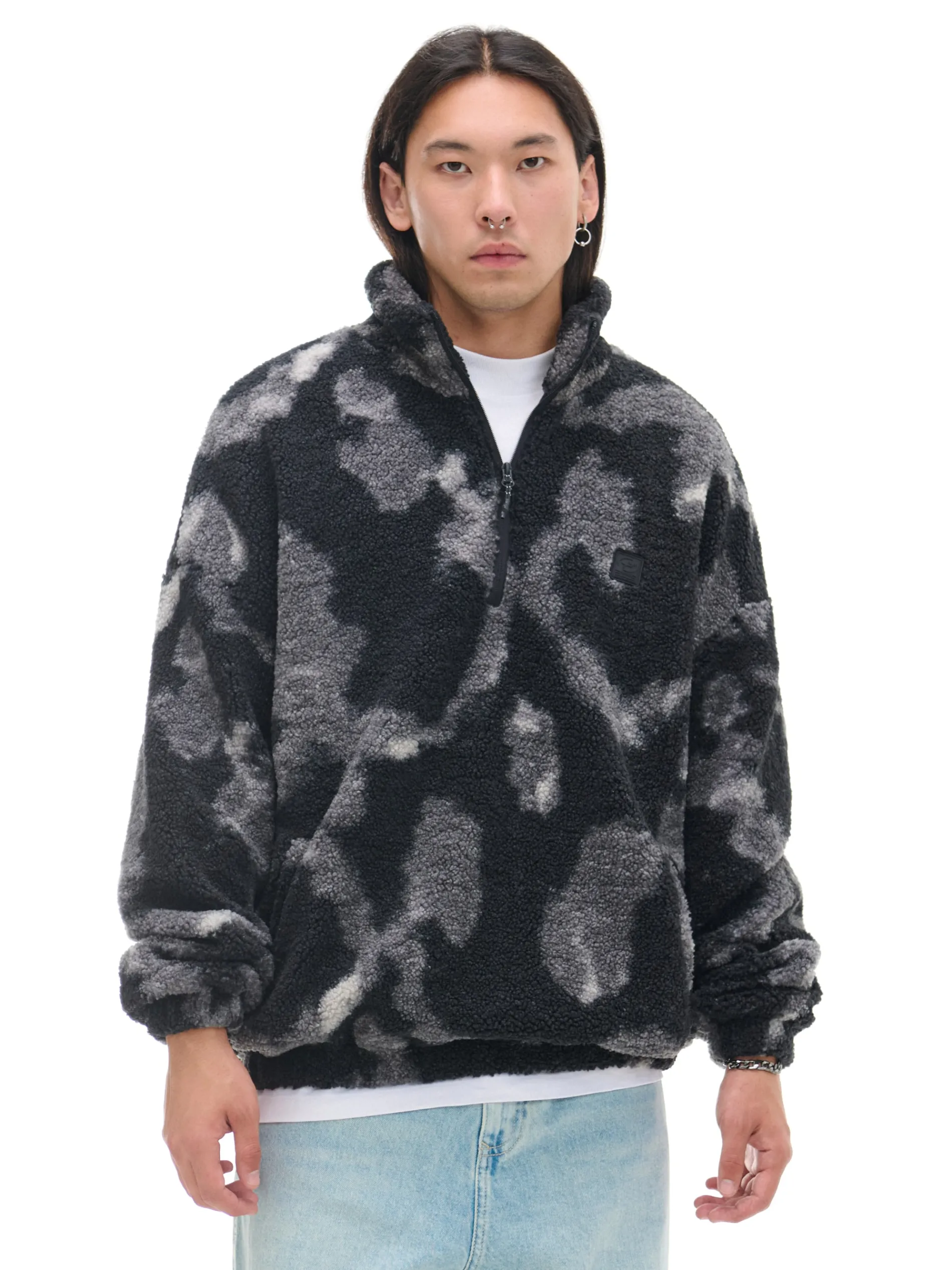 Cropp Bluzy*Czarna polarowa bluza ze stójką