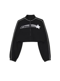 Cropp Bluzy|Sety*Czarna rozpinana bluza crop