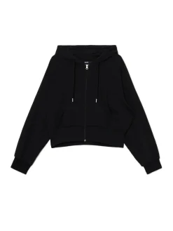 Cropp Bluzy*Czarna rozpinana bluza kapturem
