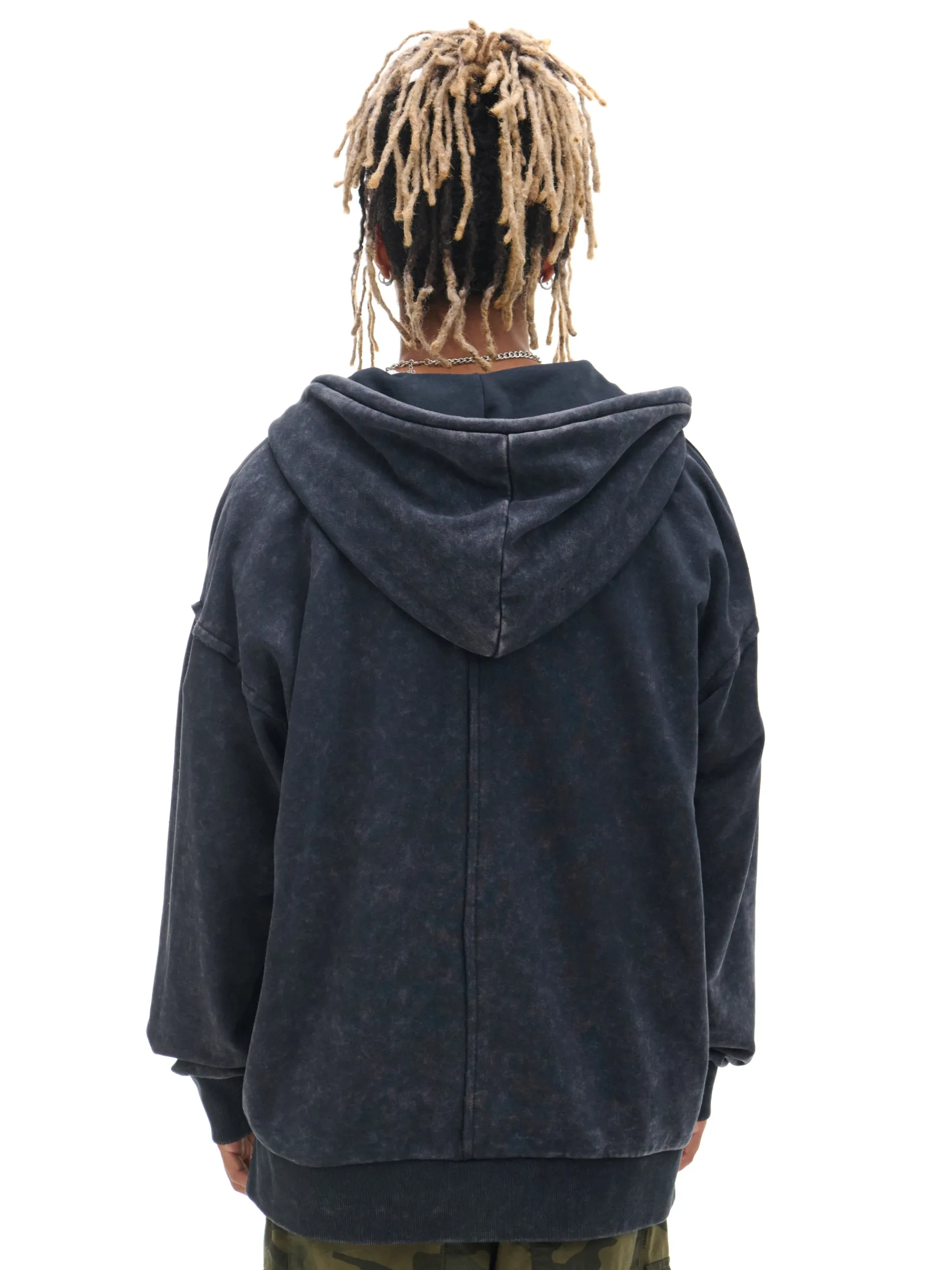 Cropp Bluzy*Czarna rozpinana bluza z kapturem