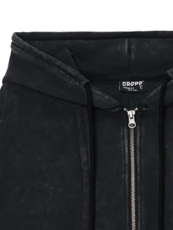 Cropp Bluzy*Czarna rozpinana bluza z kapturem