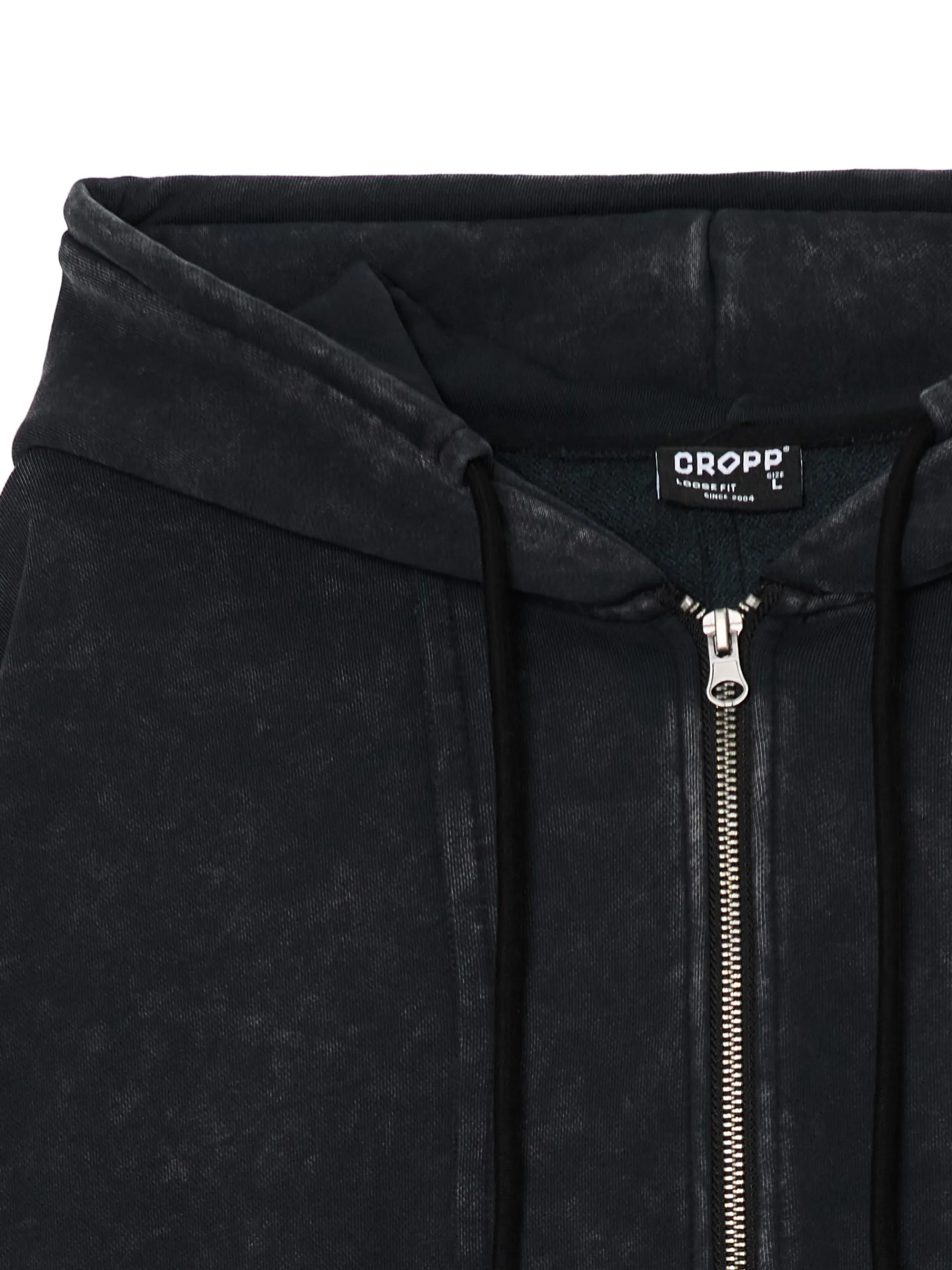 Cropp Bluzy*Czarna rozpinana bluza z kapturem