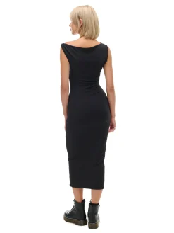 Cropp Sukienki, Kombinezony*Czarna sukienka maxi z marszczeniem