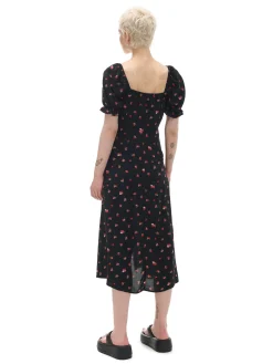 Cropp Sukienki, Kombinezony*Czarna sukienka midi w kwiaty