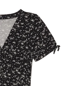 Cropp Sukienki, Kombinezony*Czarna sukienka midi w kwiaty
