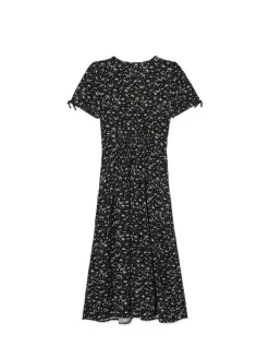 Cropp Sukienki, Kombinezony*Czarna sukienka midi w kwiaty