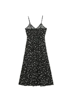 Cropp Sukienki, Kombinezony*Czarna sukienka midi z motywem kwiatowym