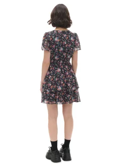 Cropp Sukienki, Kombinezony*Czarna sukienka mini w kwiaty