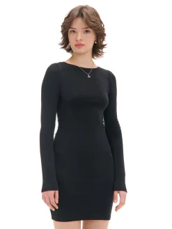 Cropp Sukienki, Kombinezony*Czarna sukienka mini z długimi rękawami