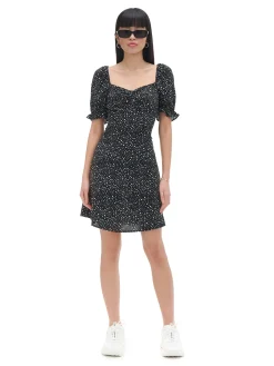 Cropp Sukienki, Kombinezony*Czarna sukienka mini z motywem kwiatowym