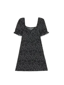 Cropp Sukienki, Kombinezony*Czarna sukienka mini z motywem kwiatowym