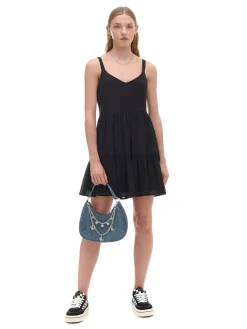 Cropp Sukienki, Kombinezony*Czarna sukienka na ramiączkach