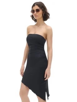 Cropp Sukienki, Kombinezony*Czarna sukienka z ozdobnym marszczeniem