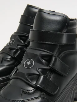 Cropp Botki, Trzewiki*Czarne botki na rzepy