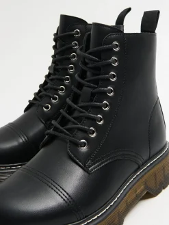 Cropp Botki, Trzewiki*Czarne botki z imitacji skóry