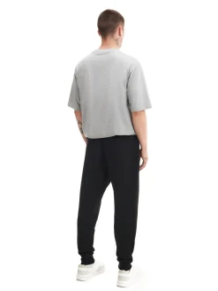 Cropp Spodnie*Czarne gładkie joggery regular