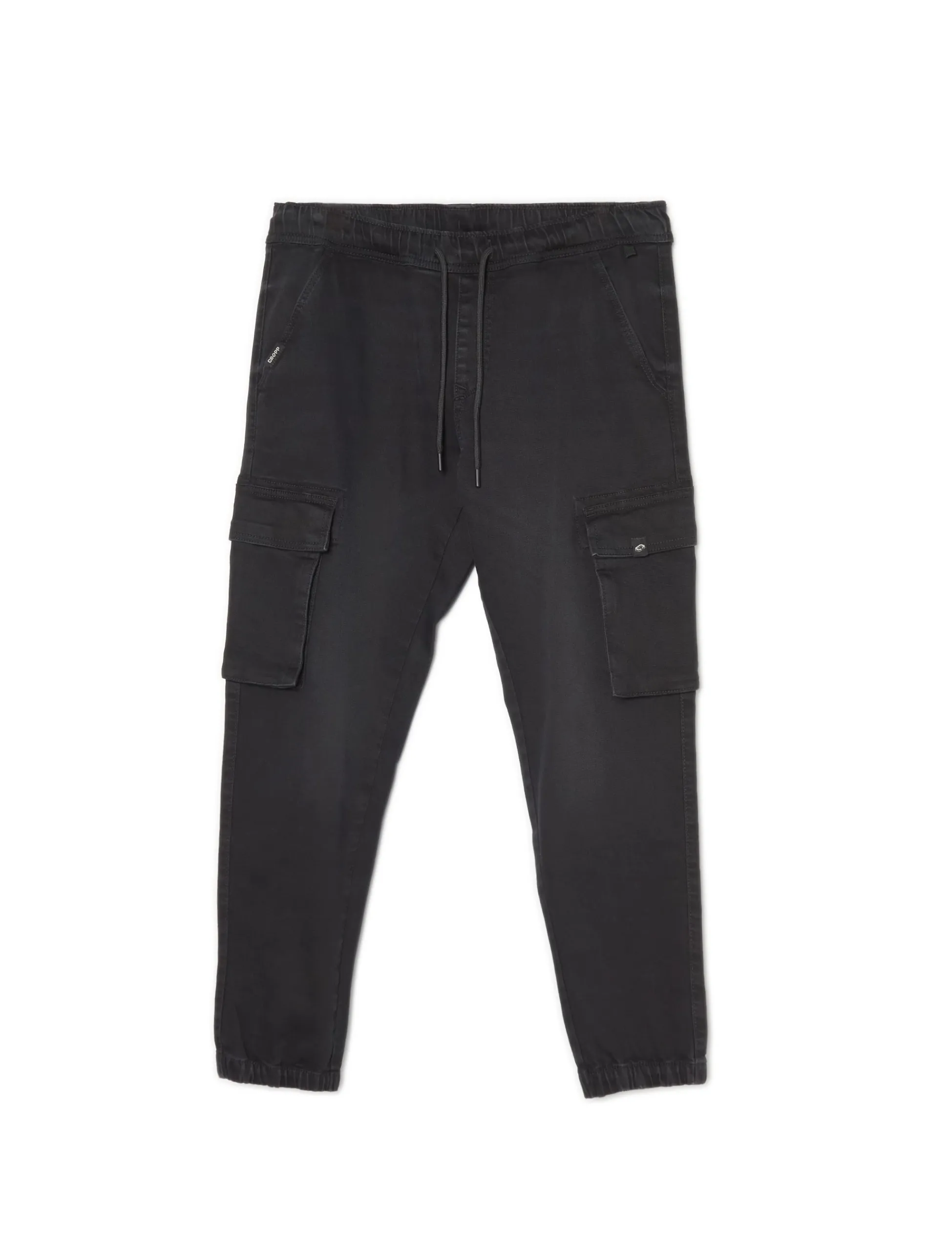 Cropp Jeansy*Czarne jeansowe joggery cargo